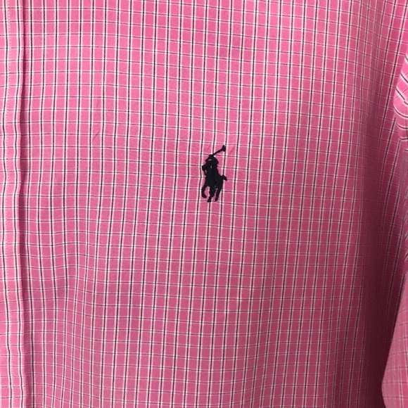 Ralph Lauren Mens Pink Mini Plaid Button Up Shirt XL - Picture 4 of 8